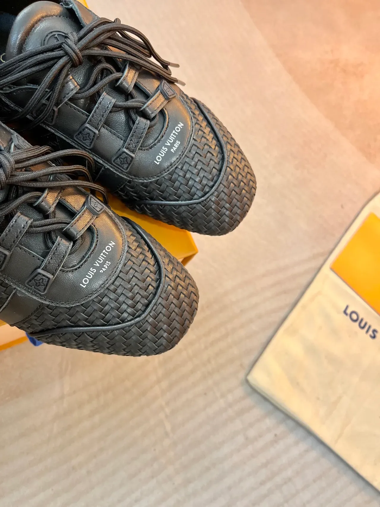 Louis Vuitton LV Trainer Black Woven Leather Upper Low-Top Silhouette Lifestyle Sneakers 3