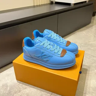 Louis Vuitton LV Trainer Azul Marrón Monograma embossed cordones tonal zapatillas lifestyle