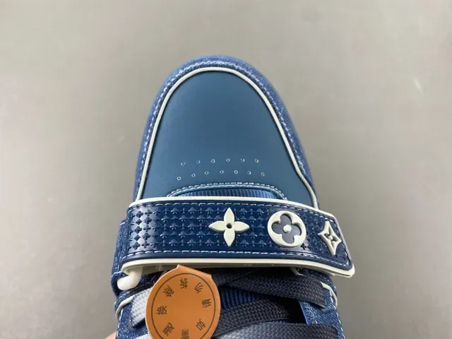 লুইস ভিটন LV Trainer নীল নেভি ডেনিম উপর Monogram ফুল ওভারলে লাইফস্টাইল স্নিকার্স 5