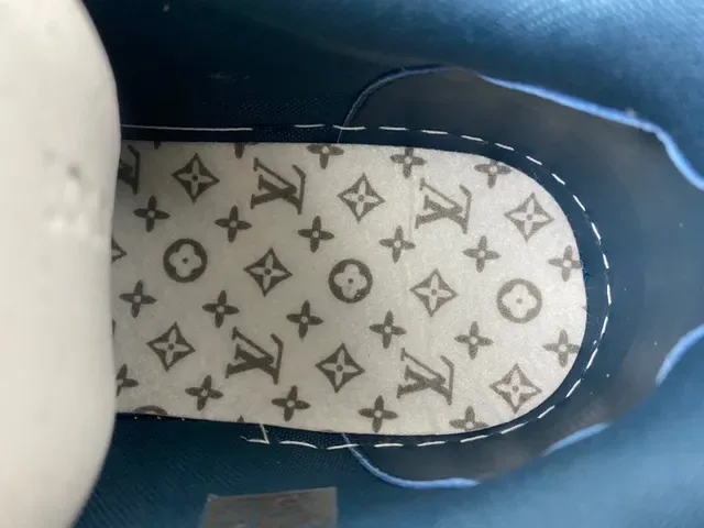 লুইস ভিটন LV Trainer নীল নেভি ডেনিম উপর Monogram ফুল ওভারলে লাইফস্টাইল স্নিকার্স 8