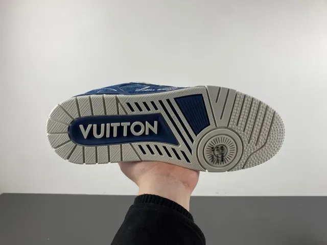 লুইস ভিটন LV Trainer নীল নেভি ডেনিম উপর Monogram ফুল ওভারলে লাইফস্টাইল স্নিকার্স 9