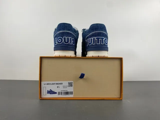 লুইস ভিটন LV Trainer নীল নেভি ডেনিম উপর Monogram ফুল ওভারলে লাইফস্টাইল স্নিকার্স 17