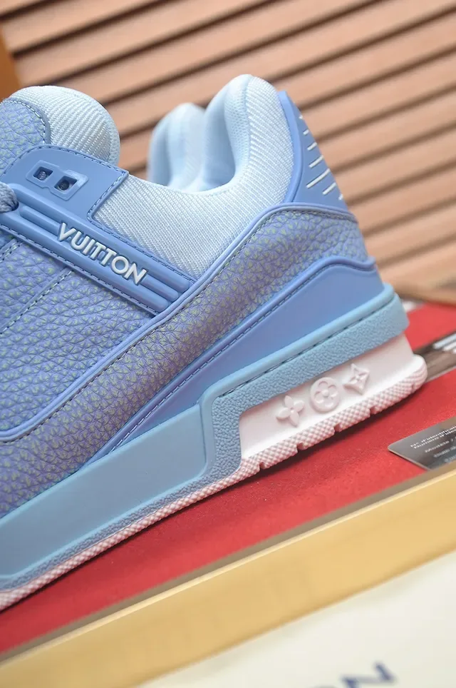 Louis Vuitton LV Trainer Tênis Lifestyle Azul Branco Low-Top Sola Média Multicamadas 2