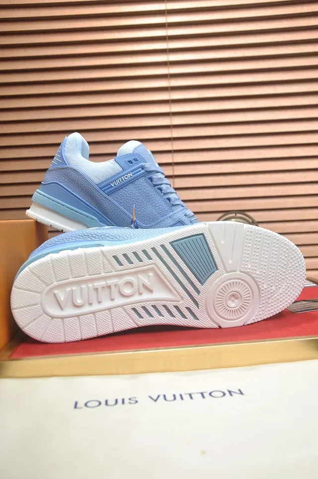 Louis Vuitton LV Trainer Tênis Lifestyle Azul Branco Low-Top Sola Média Multicamadas 3