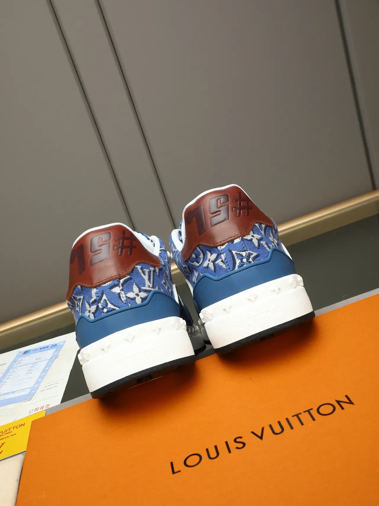 Louis Vuitton LV Trainer Blue White Monogram Canvas Platform Sole Lifestyle Sneakers 3