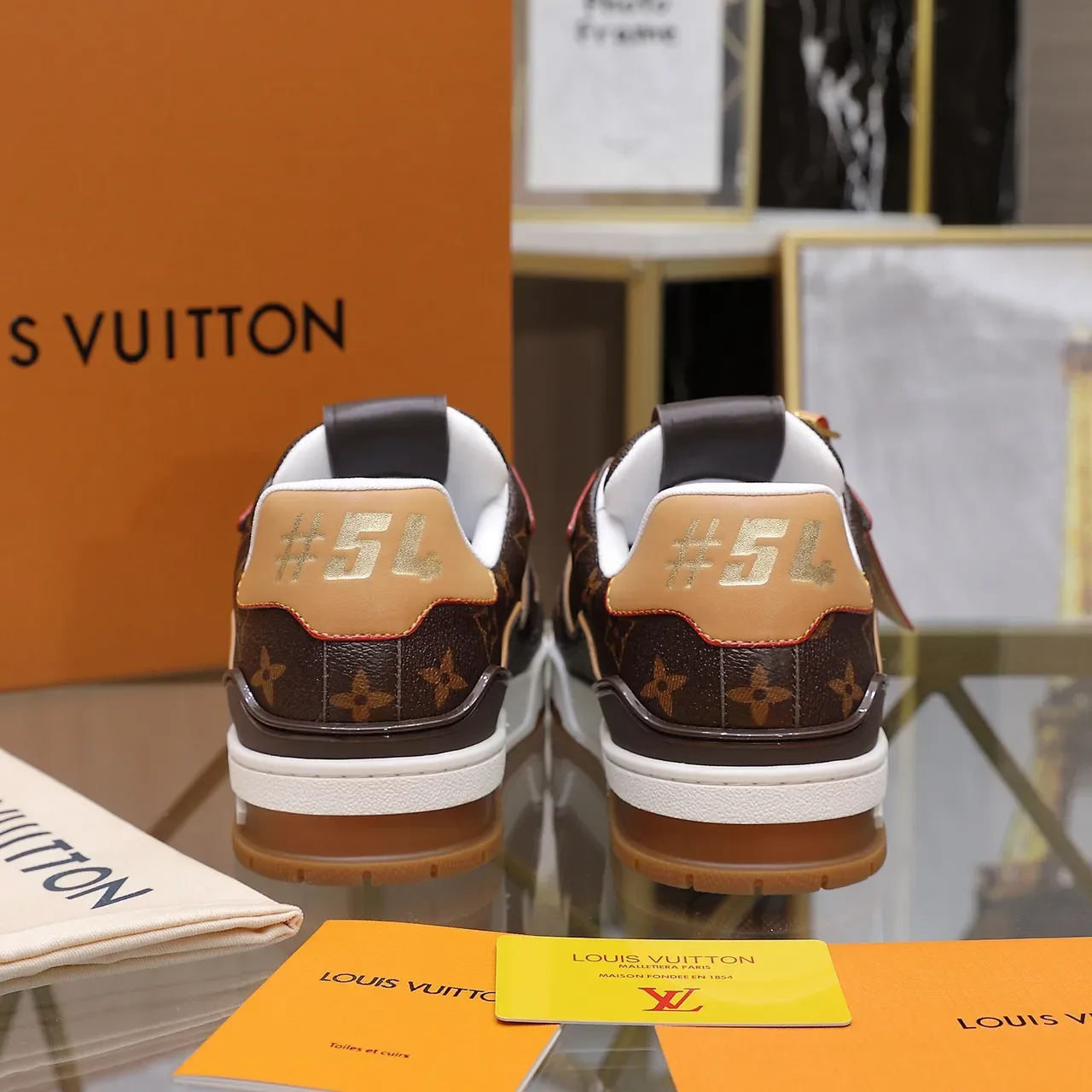 Louis Vuitton LV Trainer Brown Beige Monogram Canvas Tan Leather Overlays Lifestyle Sneakers 2
