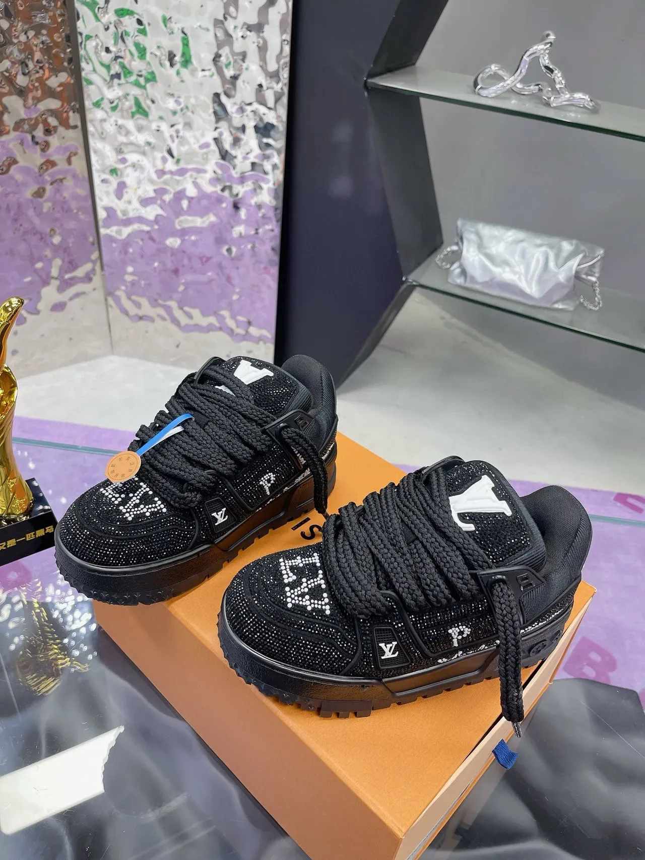Louis Vuitton LV Trainer Crystal Black Lifestyle Sneakers 2