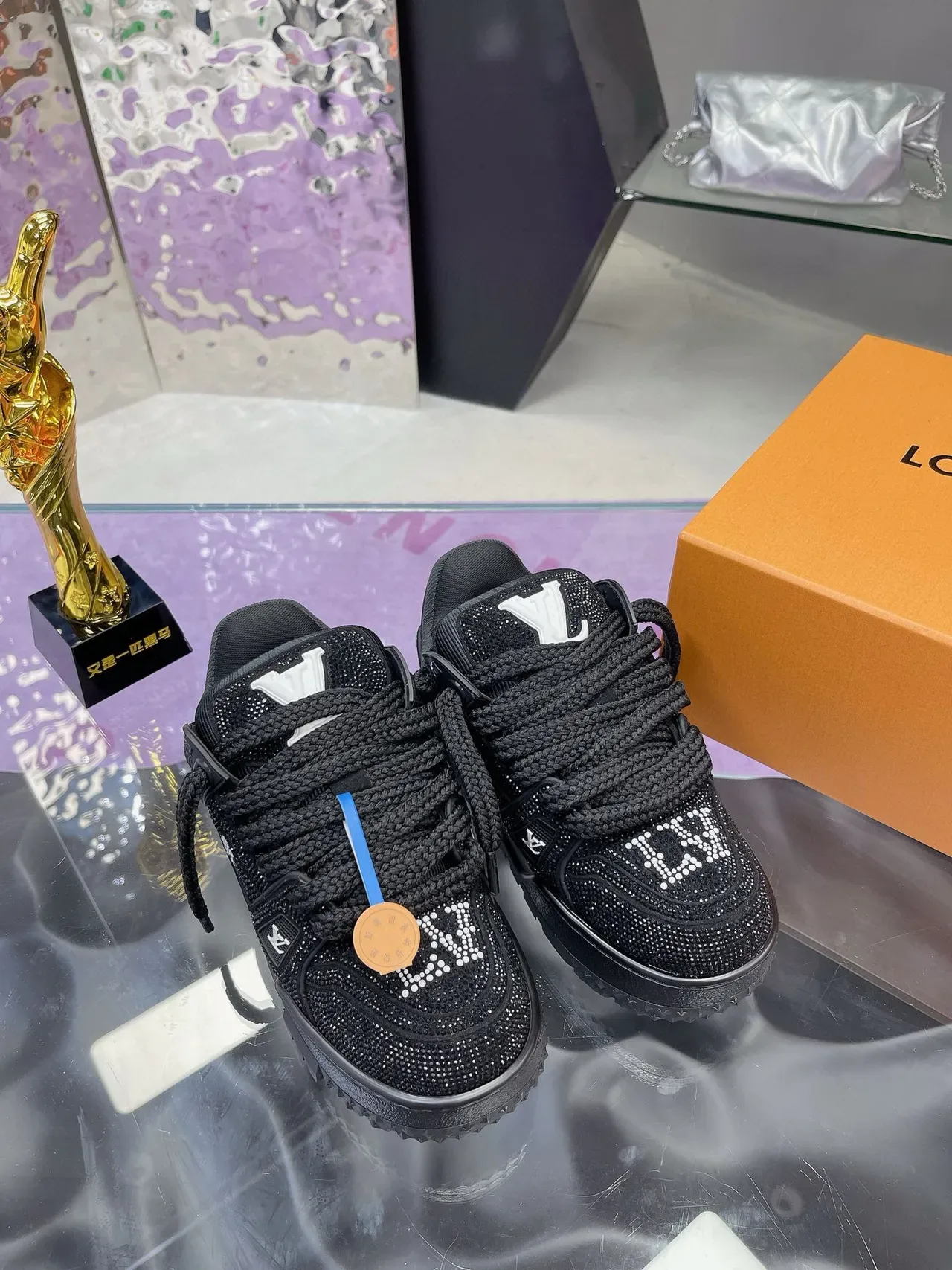 Louis Vuitton LV Trainer Crystal Black Lifestyle Sneakers 3