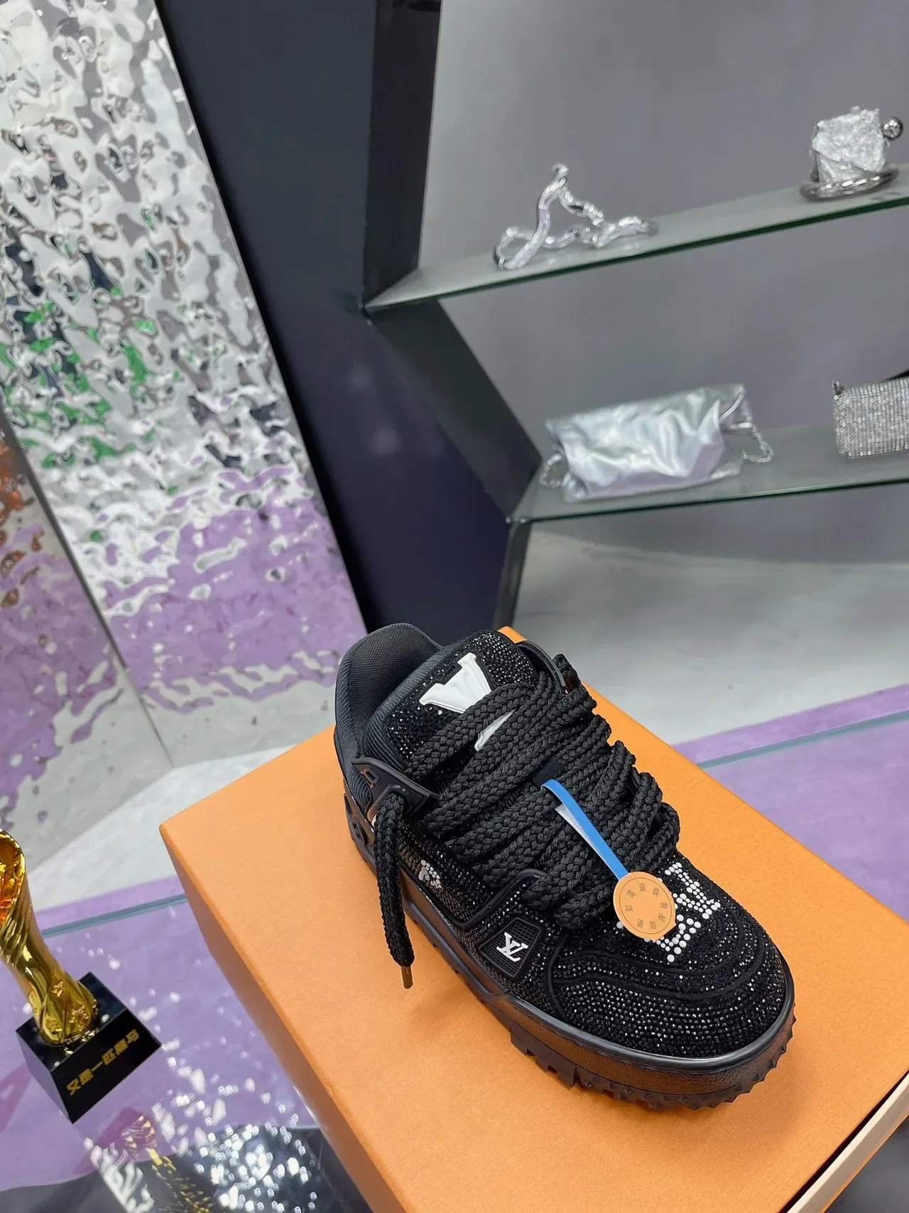 Louis Vuitton LV Trainer Crystal Black Lifestyle Sneakers 4
