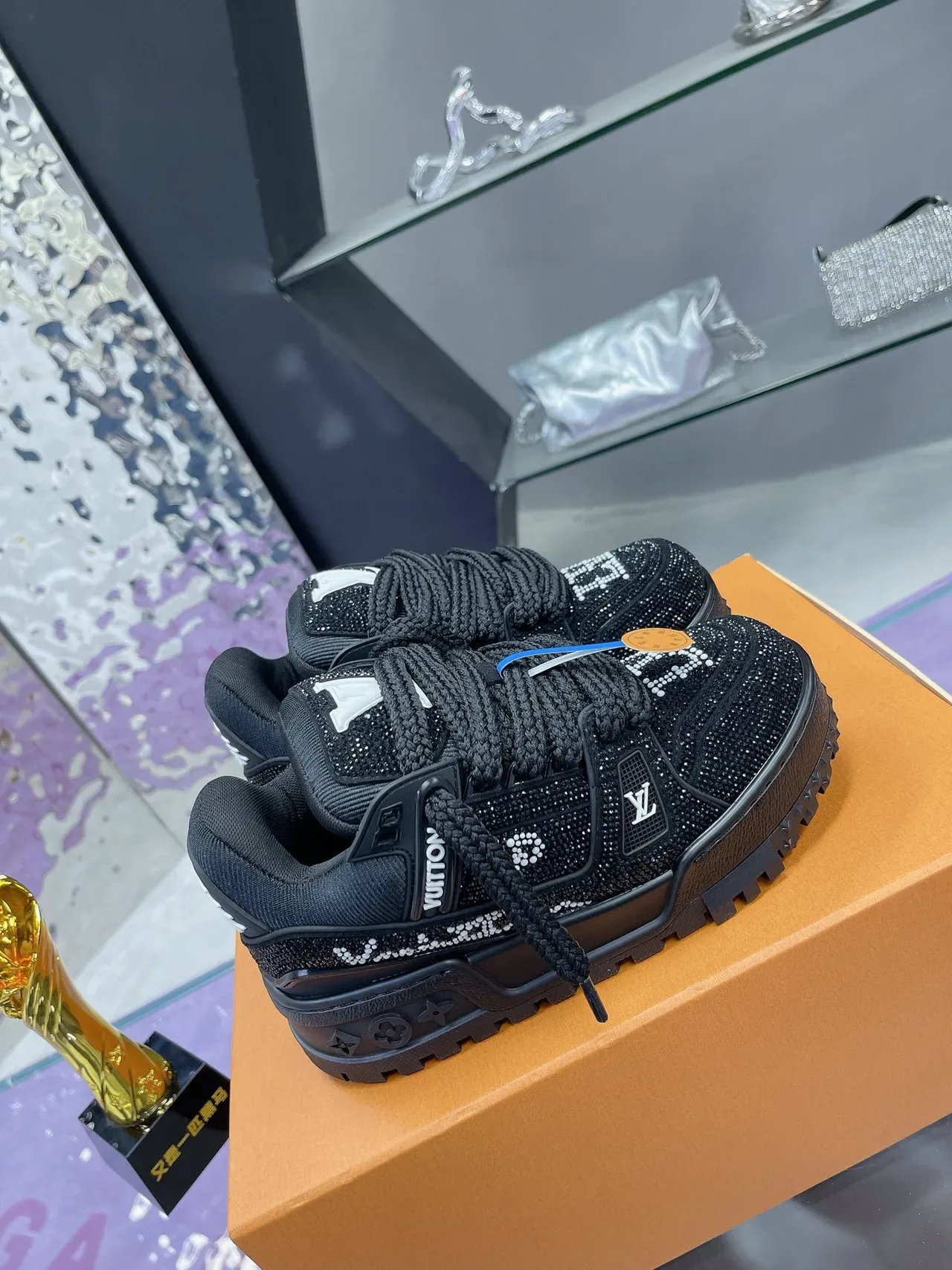 Louis Vuitton LV Trainer Crystal Black Lifestyle Sneakers 9