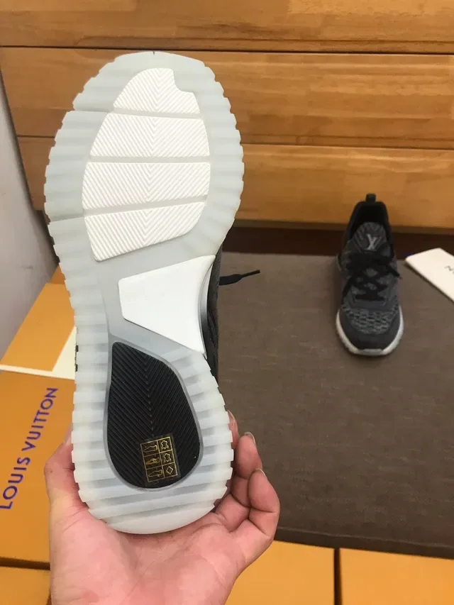 Louis Vuitton LV Trainer Gray White Knit Upper Sculpted Midsole Lifestyle Sneakers 5