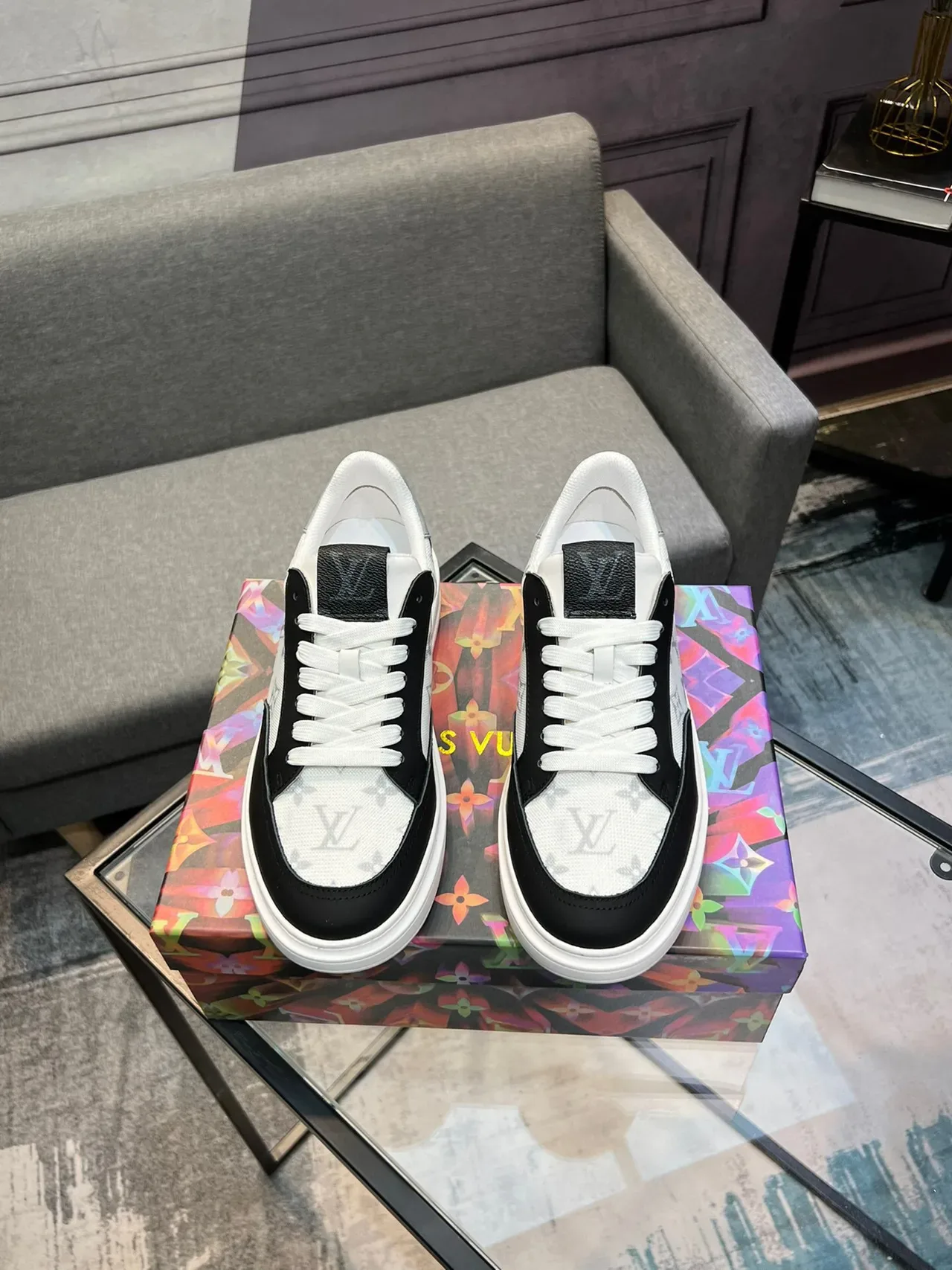 Louis Vuitton LV Trainer Monogram Canvas and Black Leather Lifestyle Sneakers 2