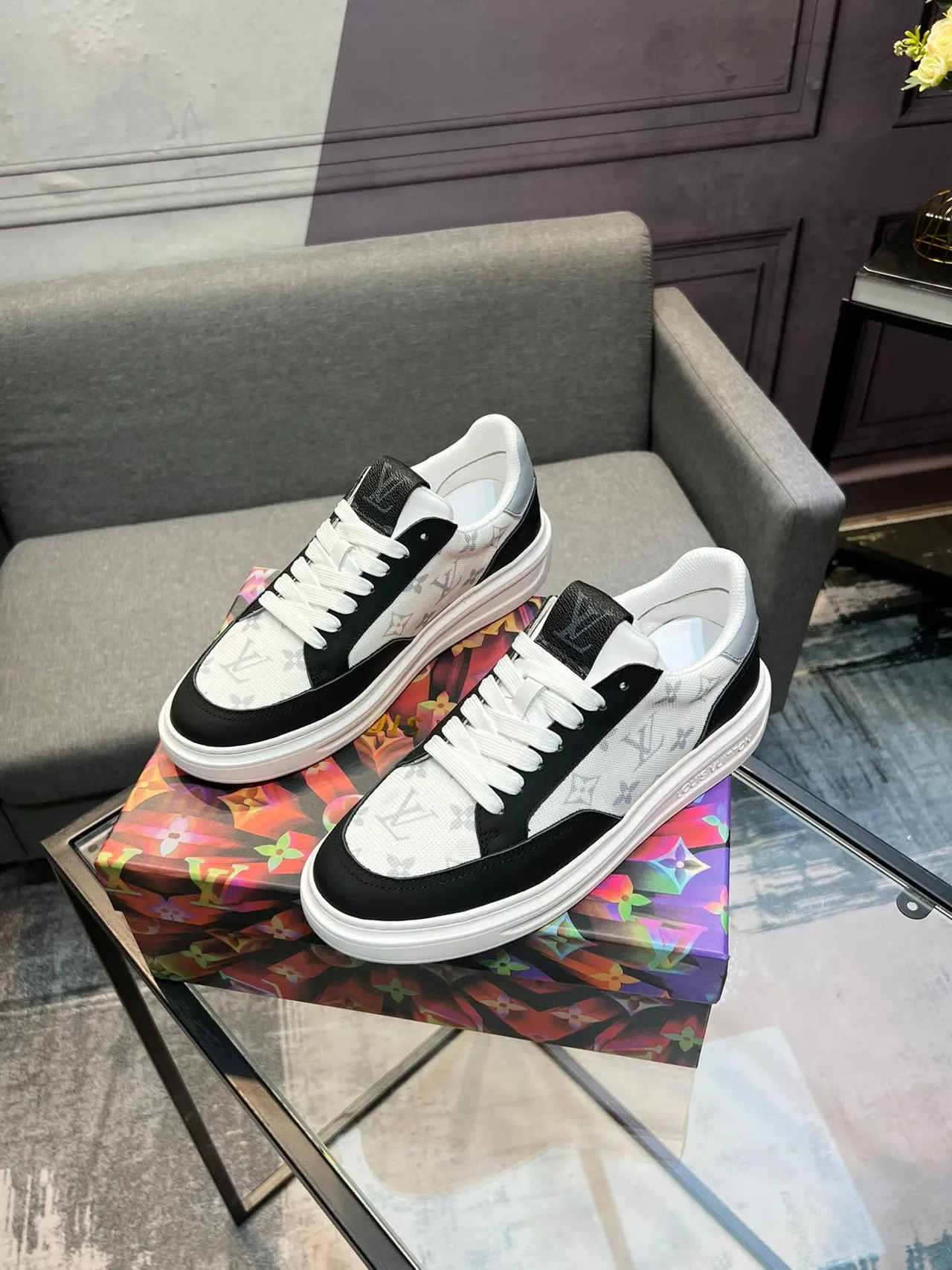 Louis Vuitton LV Trainer Monogram Canvas and Black Leather Lifestyle Sneakers 3