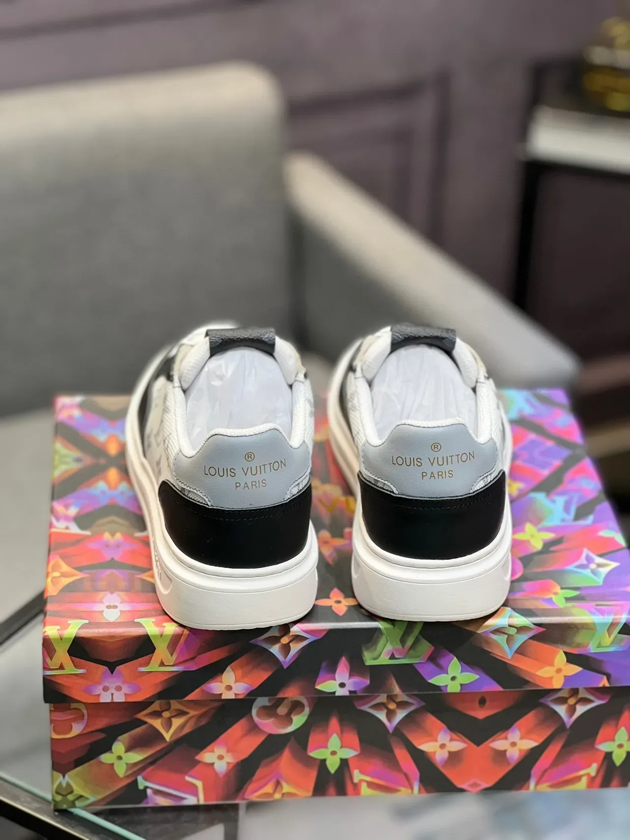 Louis Vuitton LV Trainer Monogram Canvas and Black Leather Lifestyle Sneakers 7