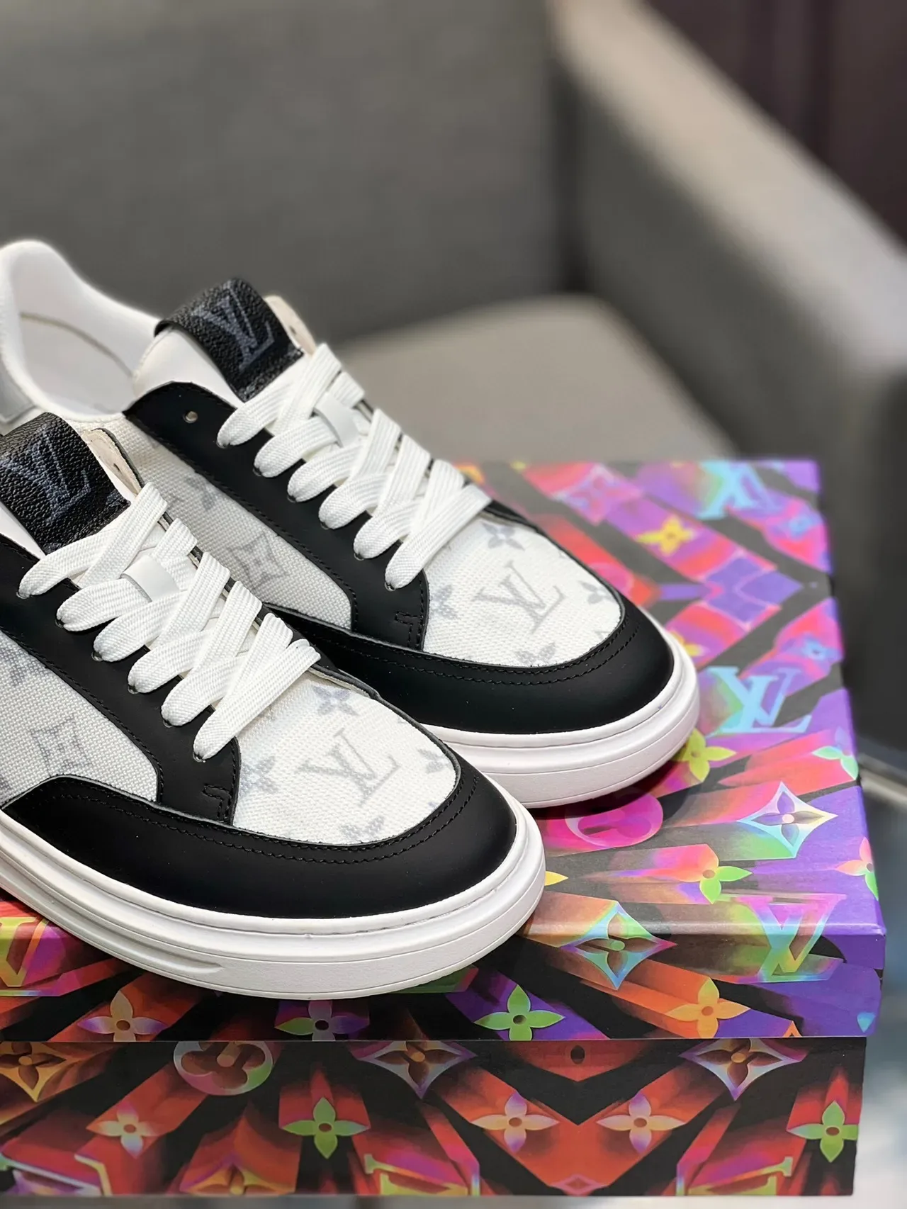 Louis Vuitton LV Trainer Monogram Canvas and Black Leather Lifestyle Sneakers 8