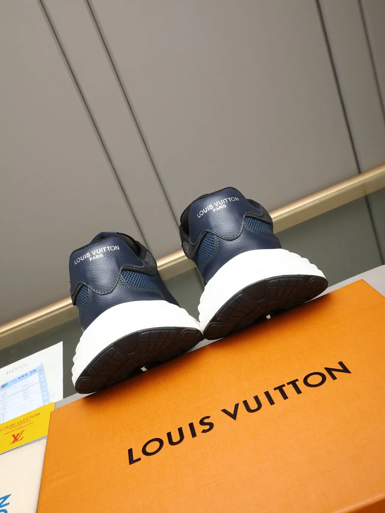 Louis Vuitton LV Trainer Navy Black Mesh And Leather Upper Oversized Monogram Logo Chunky Sneakers 3