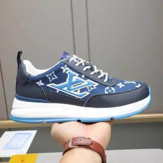 Louis Vuitton LV Trainer Navy Blue Monogram-Print Upper Contrast Leather Overlays Lifestyle Sneakers