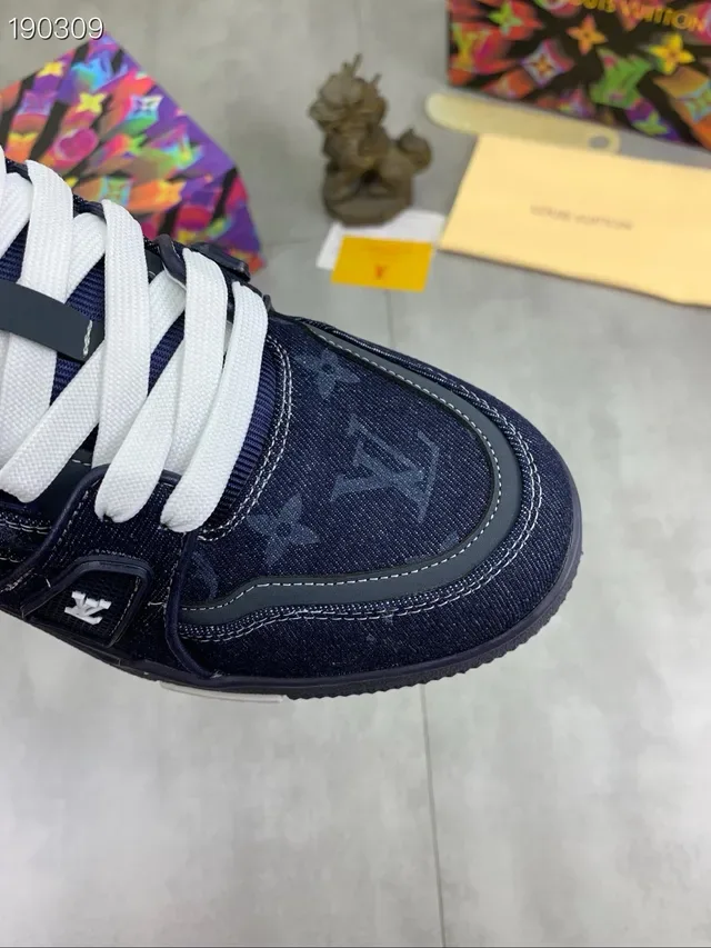 Louis Vuitton LV Trainer Navy White Denim Upper Monogrammed Lifestyle Sneakers 7