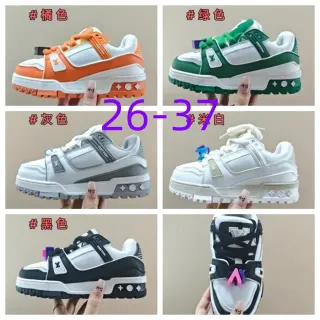 Louis Vuitton LV Trainer Tênis Lifestyle Laranja Branco Solado Grosso Superposição Multi-Cintas