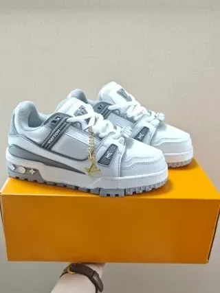 Louis Vuitton LV Trainer Orange White Chunky Sole Multi-Strap Overlay Lifestyle Sneakers 23