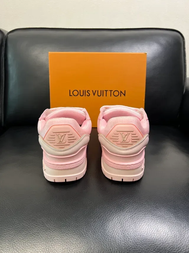 Louis Vuitton LV Trainer Pink Beige Chunky Layered Sole Embossed Monogram Details Lifestyle Sneakers 3