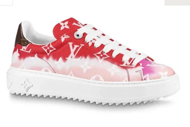 Louis Vuitton LV Trainer Red Pink Monogram-Printed Upper Gradient Dye Lifestyle Sneakers 2