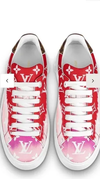 Louis Vuitton LV Trainer Red Pink Monogram-Printed Upper Gradient Dye Lifestyle Sneakers 4