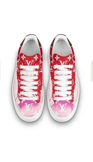 Louis Vuitton LV Trainer Red Pink Monogram-Printed Upper Gradient Dye Lifestyle Sneakers 5