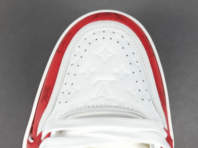 Louis Vuitton LV Trainer Red White Layered Upper Monogram-Printed Leather Lifestyle Sneakers 3