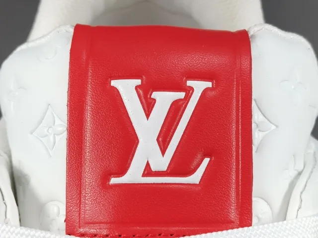 Louis Vuitton LV Trainer Red White Layered Upper Monogram-Printed Leather Lifestyle Sneakers 7