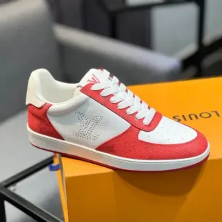 Louis Vuitton LV Trainer Zapatillas Rojas y Blancas Low-Top Perforadas Monograma Estilo de Vida