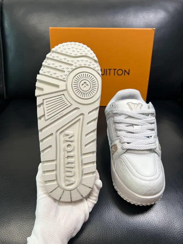 Louis Vuitton LV Trainer White Beige Monogram-Embossed Leather Chunky Platform Sole Lifestyle Sneakers 2