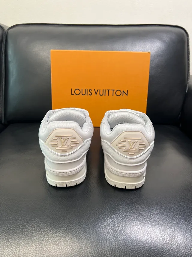 Louis Vuitton LV Trainer White Beige Monogram-Embossed Leather Chunky Platform Sole Lifestyle Sneakers 3
