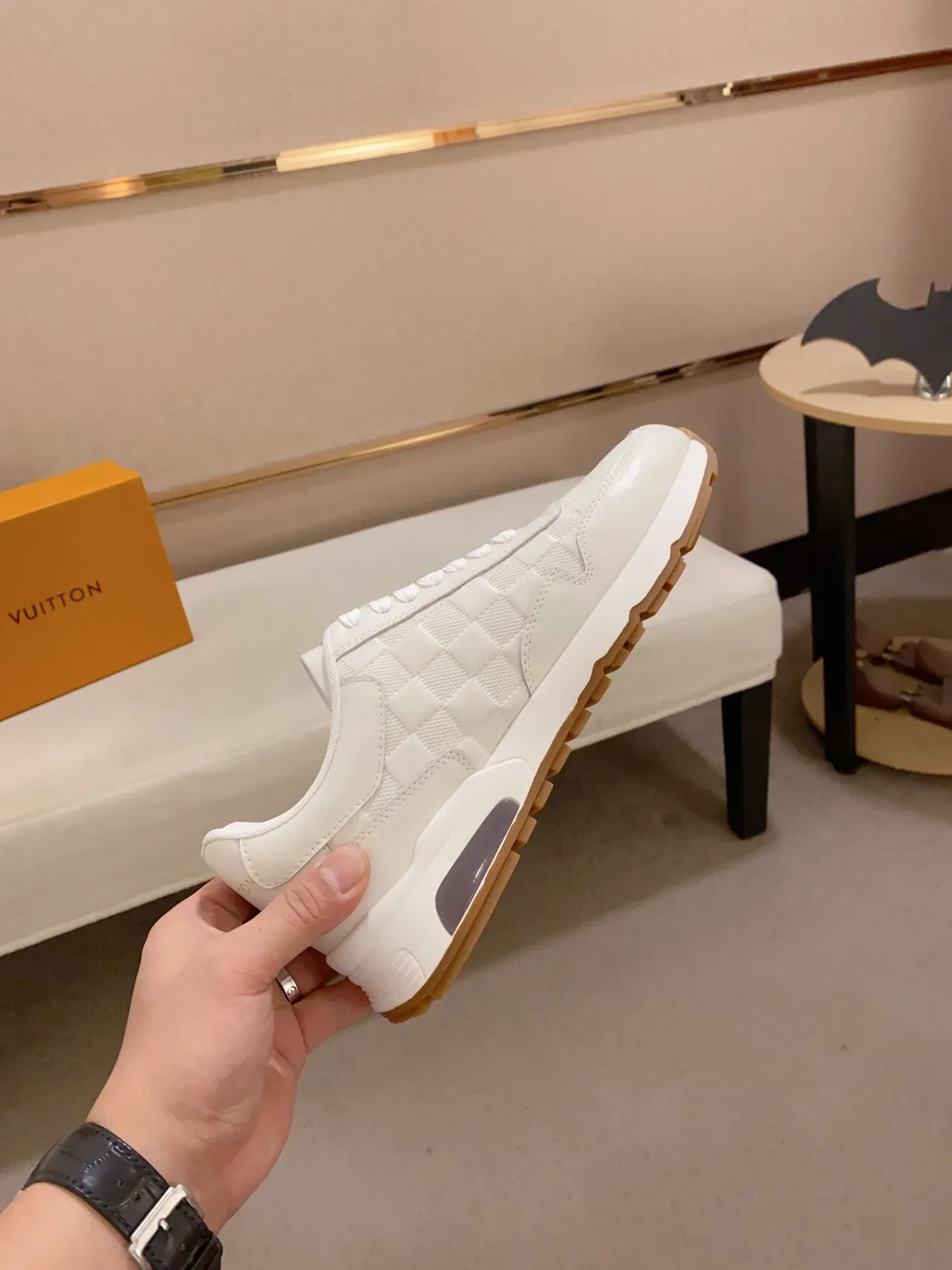 路易威登 LV Trainer 白米色 绗缝棋盘格皮革 金色标志 生活方式运动鞋 6