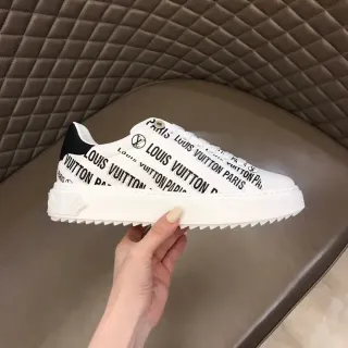 Louis Vuitton LV Trainer Blanco Negro Todo el Logo Print Suela Plataforma Lifestyle Sneakers