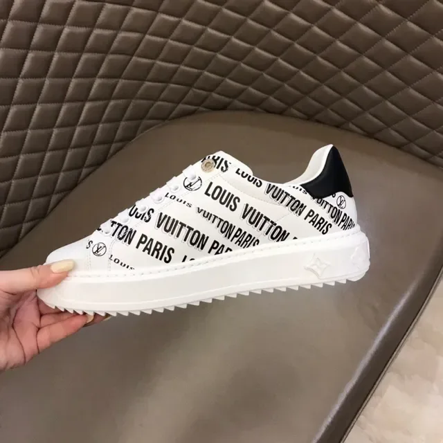 Louis Vuitton LV Trainer White Black All-Over Logo Print Platform Sole Lifestyle Sneakers 3