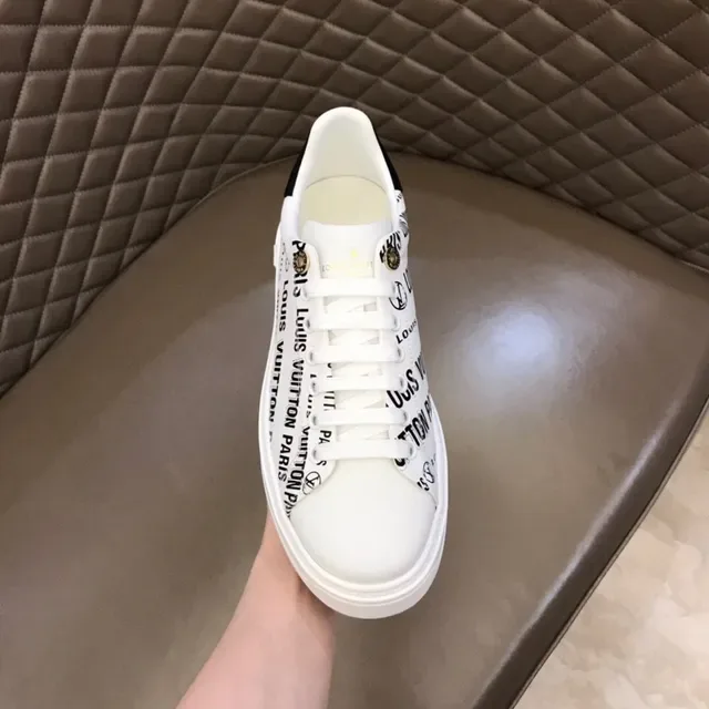 Louis Vuitton LV Trainer White Black All-Over Logo Print Platform Sole Lifestyle Sneakers 4