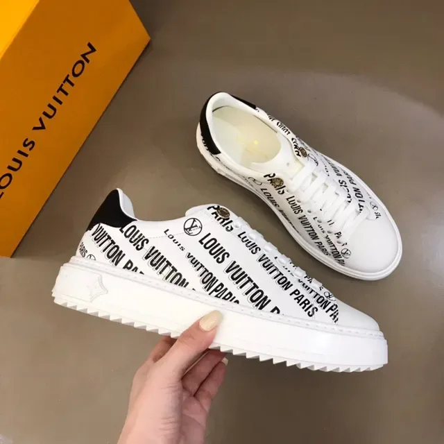 Louis Vuitton LV Trainer White Black All-Over Logo Print Platform Sole Lifestyle Sneakers 6
