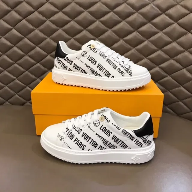 Louis Vuitton LV Trainer White Black All-Over Logo Print Platform Sole Lifestyle Sneakers 7