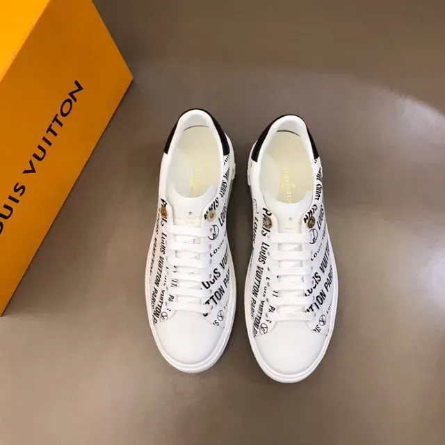 Louis Vuitton LV Trainer White Black All-Over Logo Print Platform Sole Lifestyle Sneakers 9