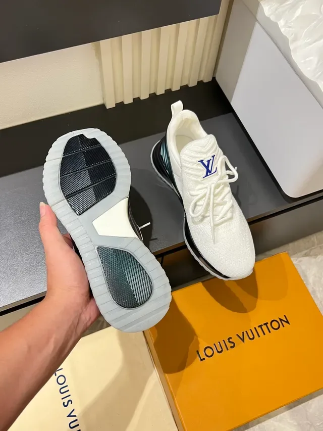 Louis Vuitton LV Trainer White Black Knit Upper Monogram-Tongue Logo Lifestyle Sneakers 3