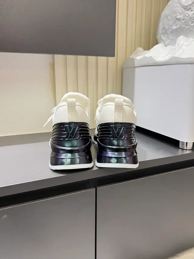 Louis Vuitton LV Trainer White Black Knit Upper Monogram-Tongue Logo Lifestyle Sneakers 4