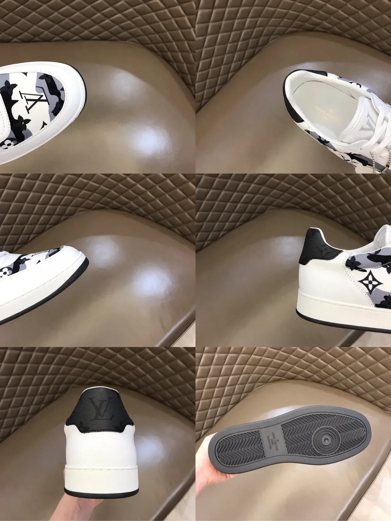 لويس فتون LV Trainer أبيض وأسود منخفض الارتفاع مطبوع كاموفلاج ستايل حياة 2
