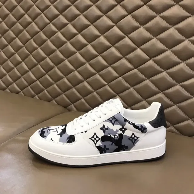 لويس فتون LV Trainer أبيض وأسود منخفض الارتفاع مطبوع كاموفلاج ستايل حياة 5