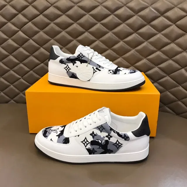 لويس فتون LV Trainer أبيض وأسود منخفض الارتفاع مطبوع كاموفلاج ستايل حياة 6