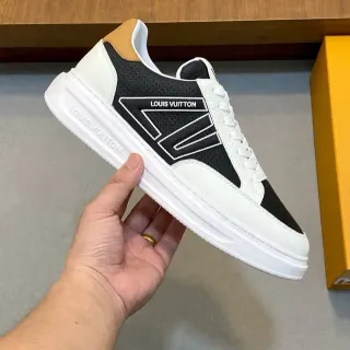 Louis Vuitton LV Trainer White Black Mixed-Material Upper Perforated Panel Lifestyle Sneakers