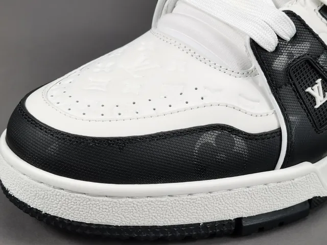 Louis Vuitton LV Trainer White Black Monogram-Embossed Leather Two-Tone Lifestyle Sneakers 9