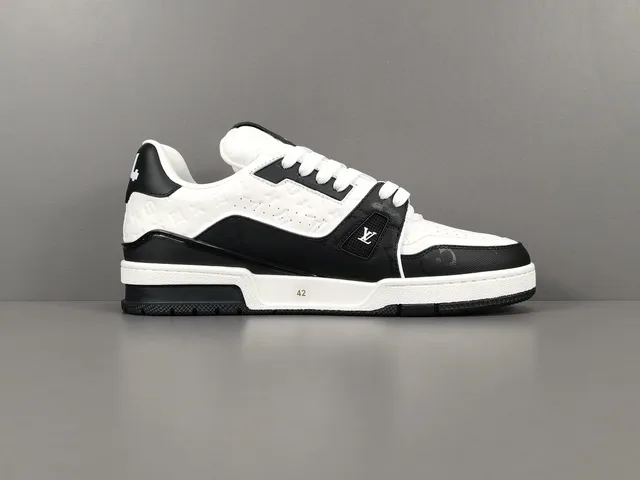 Louis Vuitton LV Trainer White Black Monogram-Embossed Leather Two-Tone Lifestyle Sneakers 18