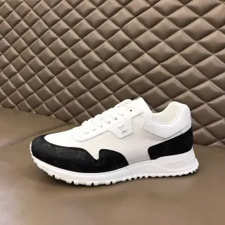 Louis Vuitton LV Trainer Blanco Negro Monograma Cuero Superposiciones Parte Superior de Malla Zapatillas Lifestyle