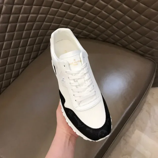Louis Vuitton LV Trainer White Black Monogram Leather Overlays Mesh Upper Lifestyle Sneakers 4